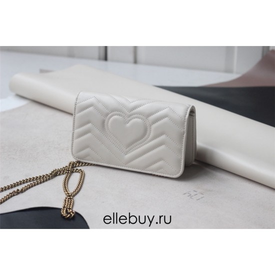 Gucci GG Marmont Mini, 18cm, White, Model: 488426, Size: 18x10.5x4.5cm