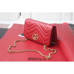 Gucci GG Marmont Mini, 18cm, Red, Model: 488426, Size: 18x10.5x4.5cm