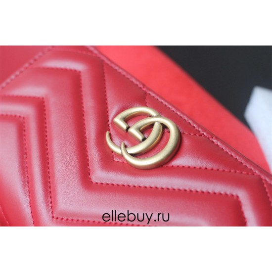 Gucci GG Marmont Mini, 18cm, Red, Model: 488426, Size: 18x10.5x4.5cm