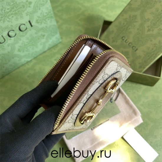 Gucci 1955 Horsebit Wallet, Brown, Monogram, Model: 644459, Size: 11x9x2.5cm