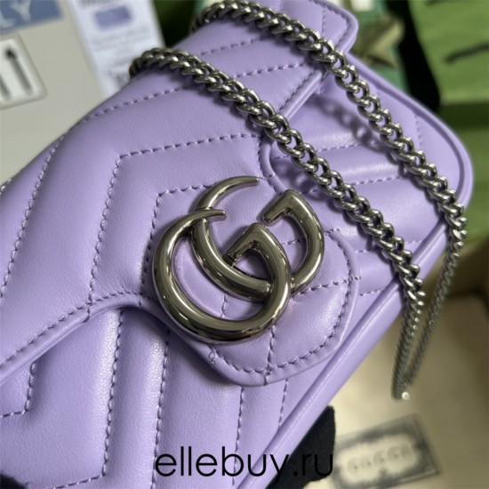 Gucci GG Marmont, Purple, 16.5cm, Model: 476433, Size: 16.5x10.2x5.1cm