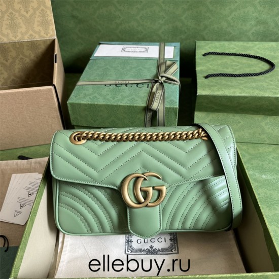 Gucci GG Marmont, Green, 26cm, Model: 443497, Size: 26x15x7cm