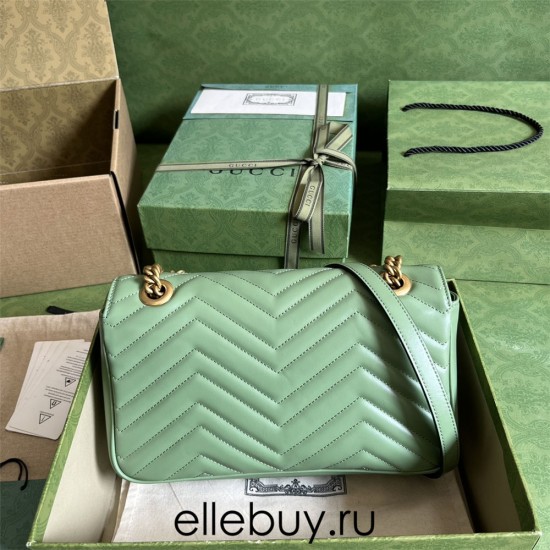 Gucci GG Marmont, Green, 26cm, Model: 443497, Size: 26x15x7cm