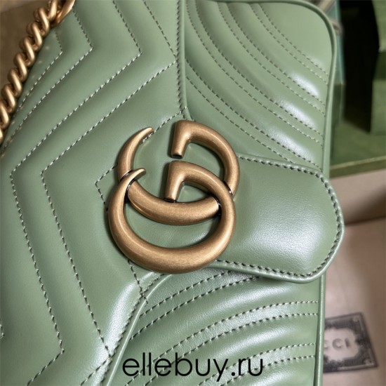 Gucci GG Marmont, Green, 26cm, Model: 443497, Size: 26x15x7cm