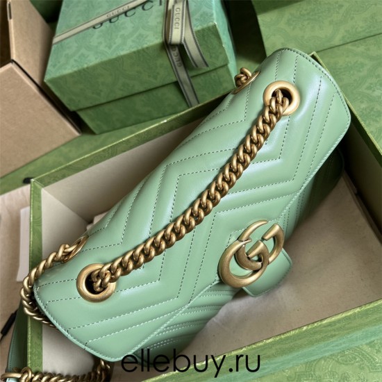 Gucci GG Marmont, Green, 26cm, Model: 443497, Size: 26x15x7cm