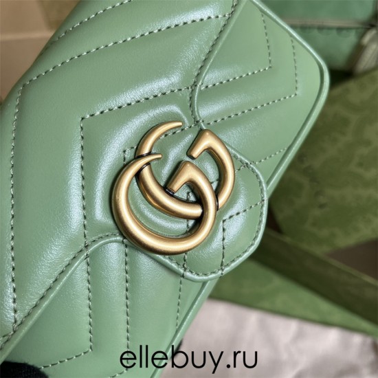 Gucci GG Marmont, Green, 16.5cm, Model: 476433, Size: 16.5x10.2x5.1cm