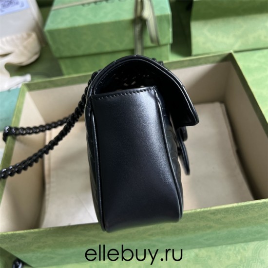 Gucci GG Marmont So Black, All Black, 23cm, Model: 446744, Size: 23x14x6cm