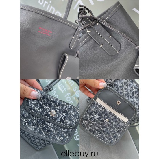 Goyard St Louis Tote Mini Dark Gray 29x20x10cm