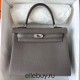 Hermes Hermès Kelly 25cm Togo 8F Tin Grey Waxed Thread Silver Hardware Hand-Stitched