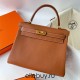 Hermes Hermès Kelly 28cm Togo Ck.37 Golden Brown Waxed Thread Gold Hardware Hand-Stitched