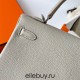 Hermes Hermès Kelly 25cm Togo Ck80 Pearl Grey Waxed Thread Silver Hardware Hand-Stitched