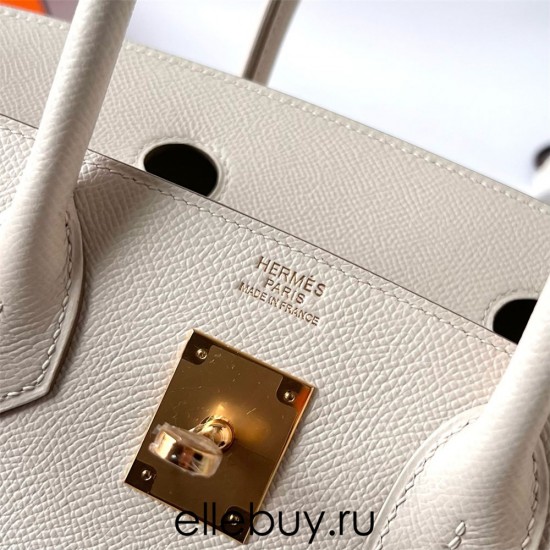 Hermes Hermès Birkin 30cm Epsom Ck10 Milk White Waxed Thread Gold Hardware Hand-Stitched