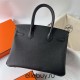 Hermes Hermès Birkin 30cm Epsom Ck89 Black Waxed Thread Silver Hardware Hand-Stitched