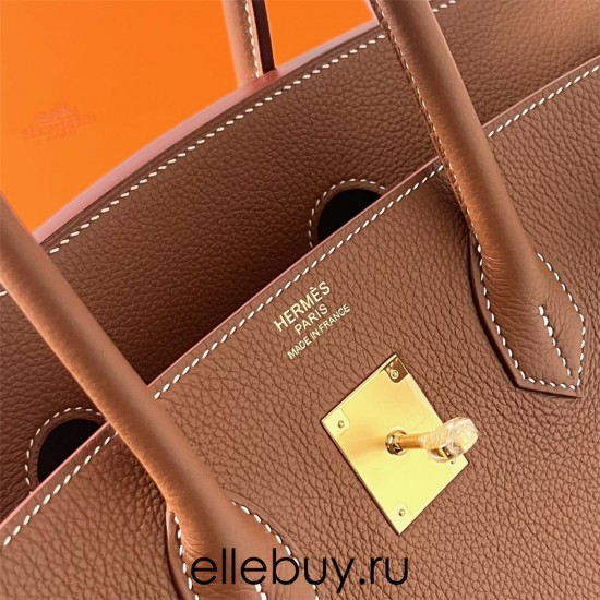 Hermes Hermès Birkin 35cm Togo Ck37 Golden Brown Waxed Thread Gold Hardware Hand-Stitched