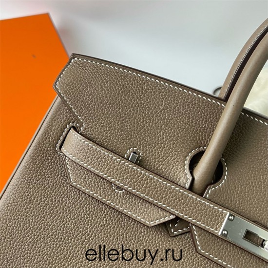 Hermes Hermès Birkin 35cm Togo Ck18 Elephant Grey Waxed Thread Silver Hardware Hand-Stitched