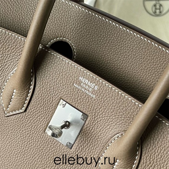 Hermes Hermès Birkin 35cm Togo Ck18 Elephant Grey Waxed Thread Silver Hardware Hand-Stitched