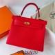 Hermes Hermès Kelly 25cm Togo S3 Heart Red Waxed Thread Gold Hardware Out of Stock Hand-Stitched