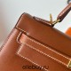 Hermes Hermès Kelly 25cm Barenia Smooth Grain Saddle Leather Waxed Thread Gold Hardware Hand-Stitched