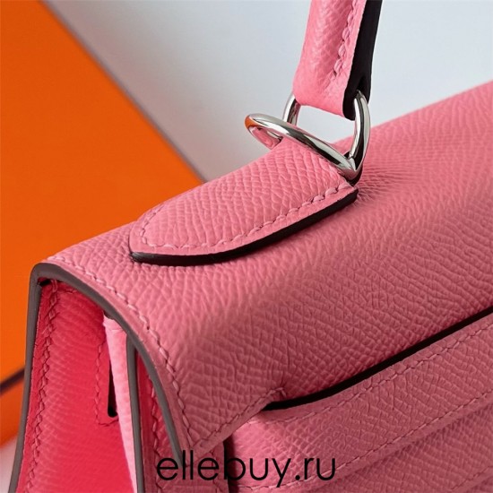 Hermes Hermès Kelly 28cm Epsom 1Q Milk Pink Waxed Thread Silver Hardware Hand-Stitched