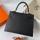 Hermes Hermès Kelly 25cm Epsom Ck89 Black Waxed Thread Gold Hardware Hand-Stitched