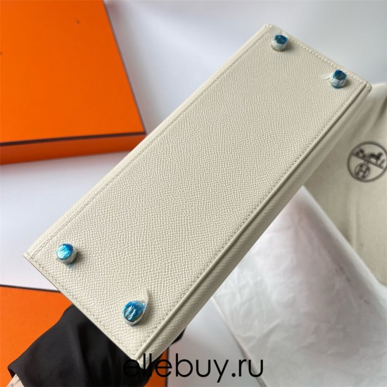 Hermes Hermès Kelly 25cm Epsom Ck10 Milk White Waxed Thread Gold Hardware Hand-Stitched