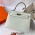 Hermes Hermès Kelly 25cm Epsom 0S Bubble Green Waxed Thread Silver Hardware Hand-Stitched