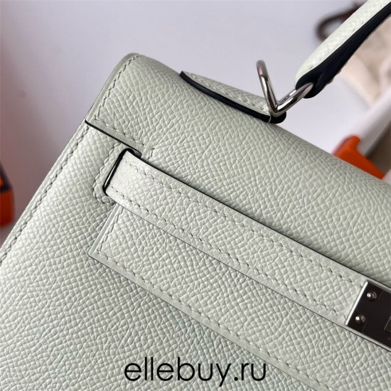 Hermes Hermès Kelly 25cm Epsom 0S Bubble Green Waxed Thread Silver Hardware Hand-Stitched