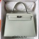 Hermes Hermès Kelly 25cm Epsom 0S Bubble Green Waxed Thread Silver Hardware Hand-Stitched