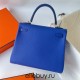 Hermes Hermès Kelly 25cm Togo I7 Lapis Lazuli Blue Waxed Thread Silver Hardware Hand-Stitched