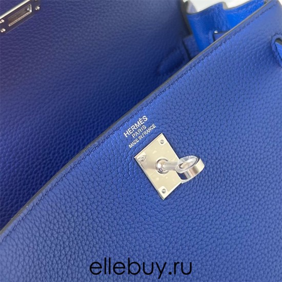 Hermes Hermès Kelly 25cm Togo I7 Lapis Lazuli Blue Waxed Thread Silver Hardware Hand-Stitched