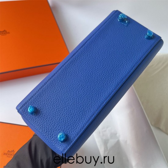 Hermes Hermès Kelly 25cm Togo I7 Lapis Lazuli Blue Waxed Thread Silver Hardware Hand-Stitched