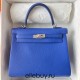 Hermes Hermès Kelly 25cm Togo I7 Lapis Lazuli Blue Waxed Thread Silver Hardware Hand-Stitched