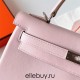 Hermes Hermès Kelly 25cm Swift Imported Plain Leather 09 Dreamy Pink Purple Waxed Thread Silver Hardware Hand-Stitched