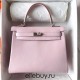 Hermes Hermès Kelly 25cm Swift Imported Plain Leather 09 Dreamy Pink Purple Waxed Thread Silver Hardware Hand-Stitched