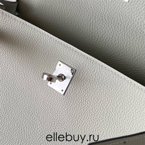 Hermes Hermès Kelly 25cm Togo 0V Crystal Grey Waxed Thread Silver Hardware Hand-Stitched