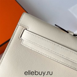 Hermes Hermès Kelly Cut 31cm Swift Imported Plain Leather I2 Cream White Waxed Thread Gold Hardware Hand-Stitched