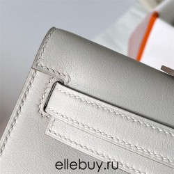 Hermes Hermès Kelly Cut 31cm Swift Imported Plain Leather Ck80 Pearl Grey Waxed Thread Gold Hardware Hand-Stitched