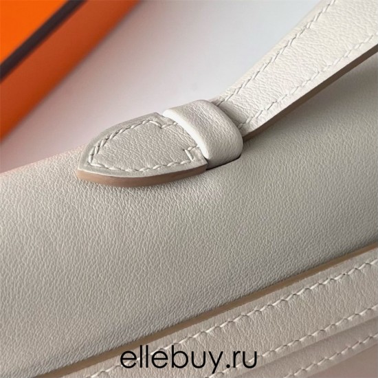 Hermes Hermès Kelly Cut 31cm Swift Imported Plain Leather Ck80 Pearl Grey Waxed Thread Gold Hardware Hand-Stitched