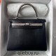 Hermes Hermès Kelly 25cm Touch Swift Imported Plain Leather Lizard Patch Black Waxed Thread Black Silver Hardware Out of Stock Hand-Stitched