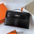 Hermes Hermès Mini Kelly 22cm Lizard Imported Lizard Leather Ck89 Black Waxed Thread Silver Hardware Out of Stock Hand-Stitched