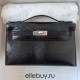 Hermes Hermès Mini Kelly 22cm Lizard Imported Lizard Leather Ck89 Black Waxed Thread Silver Hardware Out of Stock Hand-Stitched