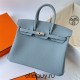 Hermes Hermès Birkin 25cm Togo J7 Flax Blue Waxed Thread Silver Hardware Hand-Stitched