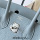 Hermes Hermès Birkin 25cm Togo J7 Flax Blue Waxed Thread Silver Hardware Hand-Stitched