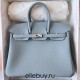 Hermes Hermès Birkin 25cm Togo J7 Flax Blue Waxed Thread Silver Hardware Hand-Stitched