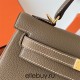 Hermes Hermès Kelly 25cm Togo Ck18 Elephant Grey Waxed Thread Gold Hardware Hand-Stitched