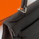 Hermes Hermès Kelly 25cm Epsom Ck89 Black Waxed Thread Silver Hardware Hand-Stitched