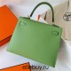 Hermes Hermès Kelly 25cm Epsom 3I Avocado Green Waxed Thread Silver Hardware Hand-Stitched