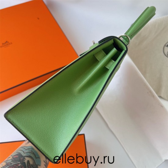 Hermes Hermès Kelly 25cm Epsom 3I Avocado Green Waxed Thread Silver Hardware Hand-Stitched