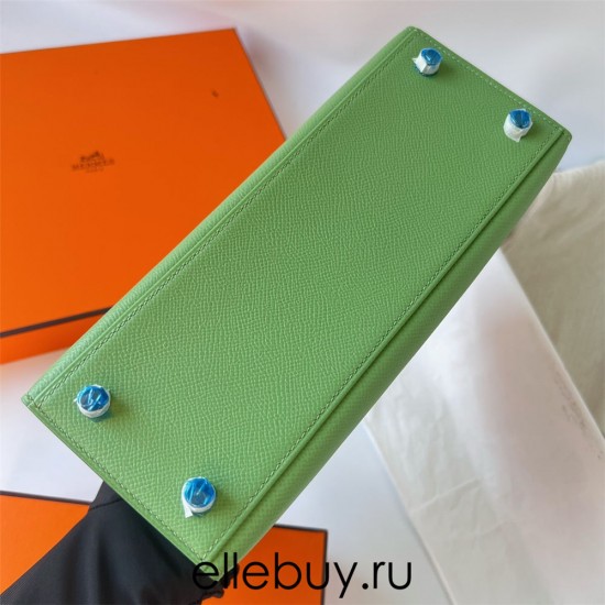 Hermes Hermès Kelly 25cm Epsom 3I Avocado Green Waxed Thread Silver Hardware Hand-Stitched