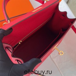 Hermes Hermès Kelly 25cm Epsom Q5 National Flag Red Waxed Thread Gold Hardware Hand-Stitched